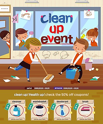 PSD 템플릿 학생 여자 남자 교복 웹템플릿 창문 이벤트페이지 이벤트 여러명 바구니 청결 복도 위생 청소도구 청소 세제 대걸레 보건 이미지템플릿 옷 다수 의학 사람 도구 페이지 파일형식