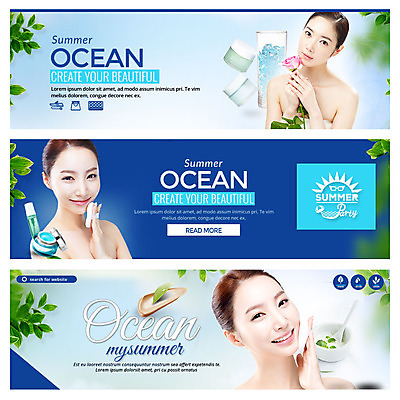 PSD 템플릿 배너 여자 웹템플릿 20대 성인 세명 여름 여름휴가 바캉스 화장품 한국인 스킨케어 이벤트배너 웹배너 성인여자만 이미지템플릿 계절 휴가 사람 동양인 청년 뷰티 여자만 성인만 파일형식 여름_계절