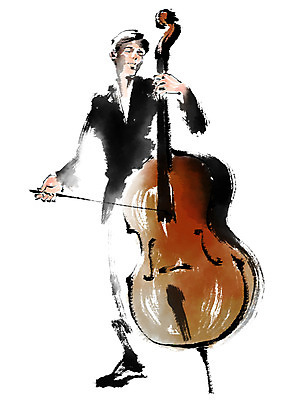 전신 PSD 남자 음악 연주 일러스트 캘리그라피 문화예술 한명 서기 성인 콘트라베이스 콘트라베이시스트 국내일러스트 1 모션 현악기 사람 연주자 파일형식
