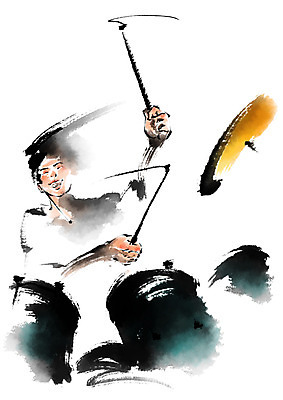 PSD 남자 음악 연주 일러스트 캘리그라피 문화예술 한명 상반신 성인 드럼 드러머 드럼스틱 국내일러스트 1 타악기 사람 파일형식