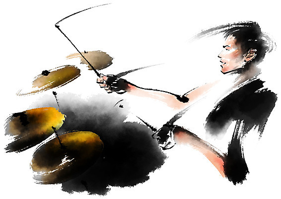 PSD 남자 음악 연주 일러스트 캘리그라피 문화예술 한명 상반신 성인 드럼 드러머 드럼스틱 국내일러스트 1 타악기 사람 파일형식