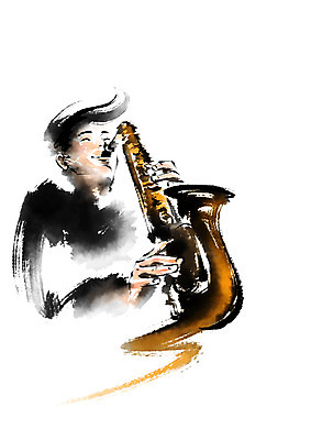 PSD 남자 음악 연주 일러스트 캘리그라피 문화예술 한명 상반신 성인 색소폰 국내일러스트 1 사람 목관악기 파일형식