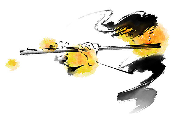 PSD 여자 음악 연주 일러스트 캘리그라피 문화예술 한명 상반신 성인 플루트 플루티스트 국내일러스트 1 관악기 사람 연주자 파일형식