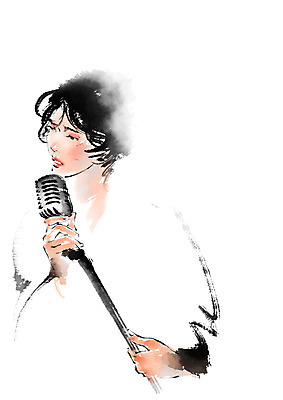 PSD 여자 음악 일러스트 캘리그라피 노래 문화예술 한명 상반신 성인 가수 마이크 국내일러스트 1 음향기기 사람 음악가 파일형식