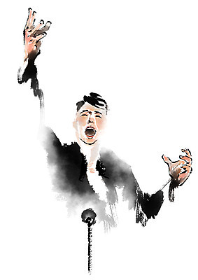 PSD 남자 음악 일러스트 캘리그라피 문화예술 한명 상반신 성인 마이크 성악가 성악 국내일러스트 1 음향기기 노래 사람 가수 파일형식