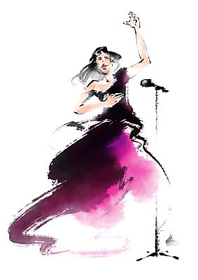 전신 PSD 드레스 여자 음악 일러스트 캘리그라피 문화예술 한명 서기 성인 스탠드마이크 성악가 성악 국내일러스트 1 옷 노래 모션 사람 가수 마이크 파일형식