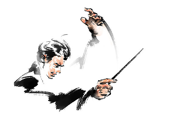 PSD 남자 음악 일러스트 캘리그라피 문화예술 한명 상반신 성인 지휘봉 지휘자 지휘 국내일러스트 1 사람 음악가 파일형식