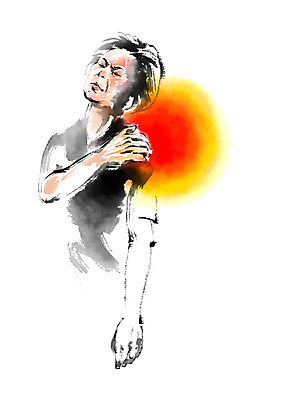 PSD 여자 노년 일러스트 캘리그라피 의학 건강 한명 상반신 성인 고통 질병 어깨통증 국내일러스트 1 감정 사람 파일형식