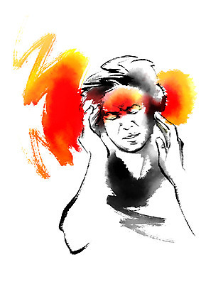 PSD 여자 노년 일러스트 캘리그라피 의학 건강 한명 상반신 고통 질병 두통 국내일러스트 1 감정 사람 성인 파일형식