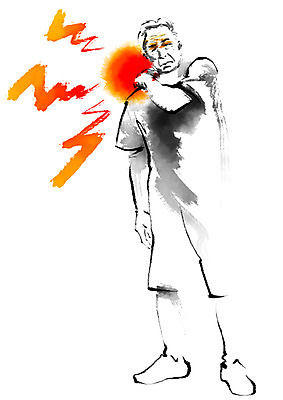 전신 PSD 노년 남자 일러스트 캘리그라피 의학 건강 한명 서기 고통 질병 어깨통증 국내일러스트 1 감정 모션 사람 성인 파일형식