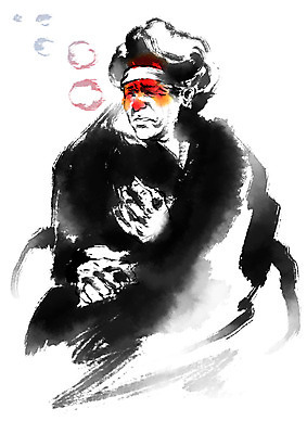 PSD 여자 노년 일러스트 캘리그라피 의학 건강 한명 상반신 이불 질병 감기 국내일러스트 1 침구 사람 성인 파일형식