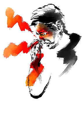 PSD 노년 남자 일러스트 캘리그라피 의학 건강 한명 상반신 성인 질병 코감기 국내일러스트 1 사람 감기_질병 파일형식