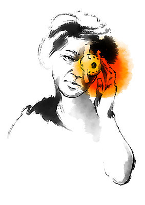 PSD 여자 노년 일러스트 캘리그라피 의학 건강 한명 상반신 성인 질병 눈병 안대 국내일러스트 1 사람 파일형식