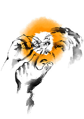 PSD 노년 남자 일러스트 캘리그라피 의학 건강 한명 상반신 성인 질병 눈병 안약 국내일러스트 1 사람 파일형식