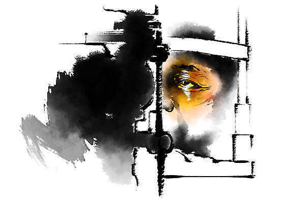 PSD 여자 노년 일러스트 캘리그라피 의학 건강 한명 성인 질병 안과 안구 국내일러스트 1 병원 사람 신체부위 파일형식