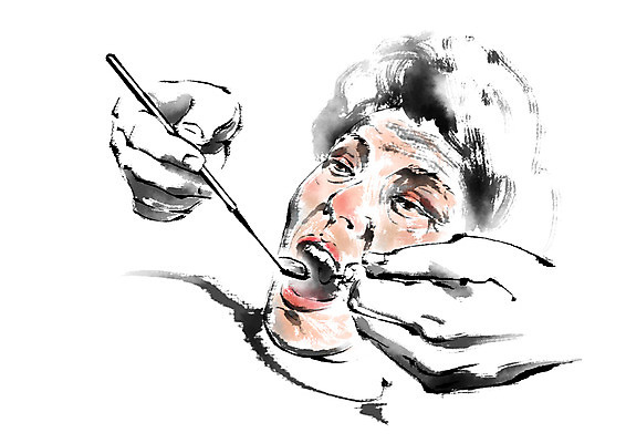 PSD 손 여자 노년 일러스트 캘리그라피 의학 건강 치과 입벌림 한명 상반신 환자 질병 치과용품 국내일러스트 1 표정 병원 사람 성인 신체부위 의료용품 파일형식