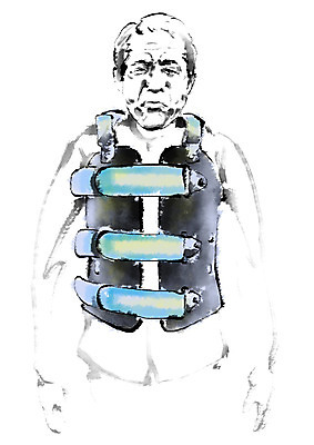 PSD 노년 남자 일러스트 캘리그라피 의학 건강 한명 상반신 질병 보호장비 깁스 국내일러스트 1 사람 성인 장비 의료용품 파일형식