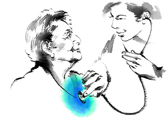 PSD 노년 남자 일러스트 캘리그라피 의학 청진기 건강 병원 상반신 두명 진료 환자 의사 질병 국내일러스트 의료기기 사람 성인 의료진 파일형식