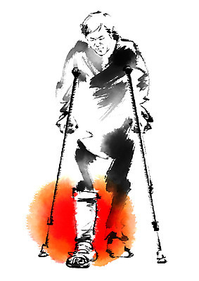 전신 PSD 노년 남자 일러스트 캘리그라피 의학 건강 한명 서기 성인 질병 목발 깁스 국내일러스트 1 의료기기 모션 사람 의료용품 파일형식