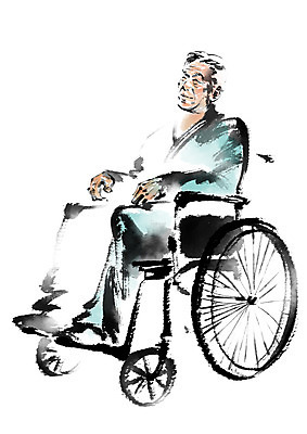 전신 PSD 노년 남자 일러스트 캘리그라피 의학 건강 한명 앉기 질병 휠체어 국내일러스트 1 모션 사람 성인 파일형식