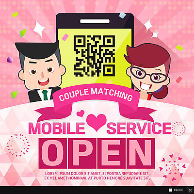 PSD 템플릿 여자 남자 웹템플릿 모바일 팝업 이벤트팝업 웹팝업 정보기술 성인 두명 QR코드 이미지템플릿 기술 사람 파일형식