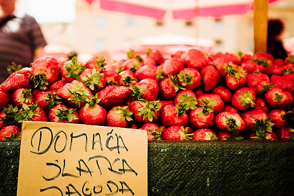 포토 JPG 주간 해외풍경 유럽 딸기 사람없음 야외 아웃포커스 상점 전시 팻말 크로아티아 동유럽 자그레브 제철과일 국내포토 자연요소 해외 나라 과일 프레임 촬영기법 풍경 제철 파일형식