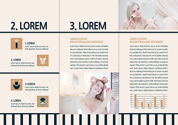 서양인 템플릿 우먼라이프 표지디자인 북디자인 출판디자인 여자 내지 리플렛 북커버 3단접지 그래프 팜플렛 상반신 20대 성인 두명 화장 뷰티 붓 볼터치 헤어롤 이미지템플릿 AI파일 외국인 라이프스타일 사람 청년 미용용품 파일형식 벡터