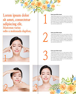 PSD 템플릿 우먼라이프 표지디자인 북디자인 출판디자인 여자 꽃 내지 리플렛 2단접지 북커버 팜플렛 상반신 20대 성인 세명 뷰티 눈감음 한국인 마사지 의료성형뷰티 이미지템플릿 식물 라이프스타일 모션 사람 동양인 청년 파일형식