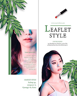 PSD 템플릿 우먼라이프 표지디자인 북디자인 출판디자인 여자 표지 리플렛 2단접지 북커버 나뭇잎 팜플렛 상반신 20대 성인 두명 화장 뷰티 한국인 립스틱 의료성형뷰티 이미지템플릿 라이프스타일 잎 사람 동양인 청년 화장품 파일형식
