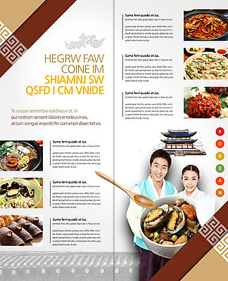 PSD 템플릿 한국전통 표지디자인 북디자인 출판디자인 여자 남자 내지 한식 음식 리플렛 2단접지 북커버 한옥 웃음 팜플렛 상반신 20대 성인 두명 숟가락 한국인 한복 전복 갈비탕 낙지볶음 갈비찜 육회 전병 파전 해물칼국수 이미지템플릿 전통 고건축 어패류 한국 수저 표정 생고기 사람 동양인 청년 과자 전통의상 탕 찜 갈비 부침개 칼국수 파일형식