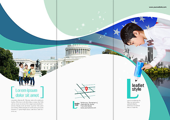 PSD 템플릿 표지디자인 북디자인 출판디자인 어린이교육 교육 표지 어린이 리플렛 지도 북커버 3단접지 소녀 빌딩 소년 팜플렛 여러명 연필 지구본 미국 한국인 자유의여신상 조기유학 이미지템플릿 여자 남자 다수 북아메리카 학용품 사람 동양인 건물 필기구 세계문화유산 유학 파일형식