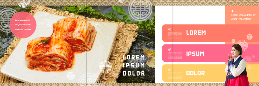 PSD 템플릿 한국전통 접시 표지디자인 북디자인 출판디자인 여자 내지 한식 음식 리플렛 북커버 3단접지 한명 팜플렛 상반신 성인 한국인 한복 배추김치 이미지템플릿 1 전통 식기 김치 한국 사람 동양인 전통의상 파일형식
