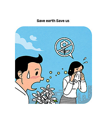 여자 남자 꽃 일러스트 성인 두명 자연보호 환경 그린캠페인 환경보전 꽃가루 손수건 알레르기 국내일러스트 AI파일 식물 캠페인 자연 사람 보호 질병 가루 사회이슈 파일형식 벡터
