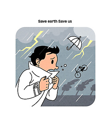 남자 일러스트 우산 바람 한명 성인 자연보호 환경 그린캠페인 자전거 비 번개 자연재해 환경보전 국내일러스트 AI파일 자연요소 1 캠페인 자연 날씨 사람 바이크 보호 사회이슈 재해 파일형식 벡터