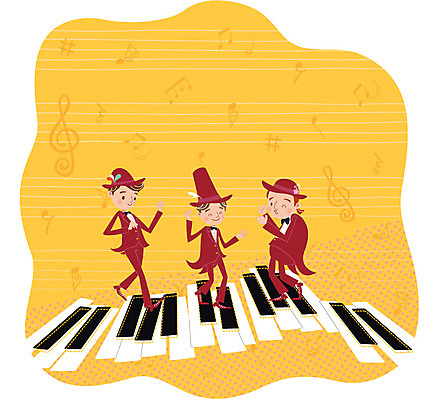 남자 악기 음악 연주 음표 일러스트 성인 세명 공연 음악가 피아노건반 건반 건반악기 높은음자리표 오선지 국내일러스트 AI파일 직업 기호 문화예술 사람 이벤트 피아노 악보 오선 파일형식 벡터
