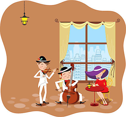 여자 남자 음악 연주 의자 일러스트 창문 탁자 조명 성인 세명 공연 카페 음악가 커피잔 바이올린 첼로 국내일러스트 AI파일 직업 커피 가구 현악기 문화예술 잔 사람 이벤트 상점 파일형식 벡터 찰현악기