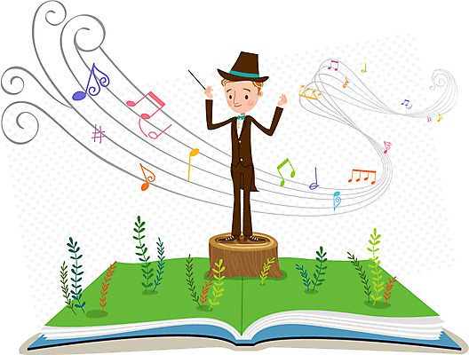식물 남자 음악 연주 음표 일러스트 한명 성인 책 공연 음악가 지휘봉 지휘자 국내일러스트 AI파일 직업 1 기호 문화예술 사람 이벤트 파일형식 벡터