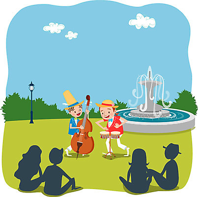구름 여자 남자 음악 연주 가로등 일러스트 여러명 성인 공연 음악가 무대 북 분수 첼로 국내일러스트 AI파일 자연요소 직업 공공시설 다수 문화예술 타악기 사람 이벤트 파일형식 벡터 찰현악기