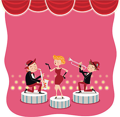 여자 남자 음악 연주 일러스트 성인 세명 공연 음악가 무대 색소폰 트럼펫 국내일러스트 AI파일 직업 문화예술 사람 이벤트 목관악기 금관악기 파일형식 벡터