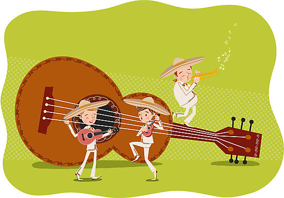 남자 음악 연주 일러스트 성인 세명 공연 음악가 기타 나팔 멕시코모자 국내일러스트 AI파일 직업 모자_잡화 악기 현악기 문화예술 사람 이벤트 파일형식 벡터