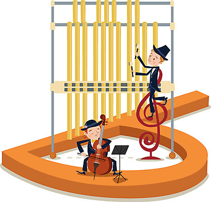 남자 음악 연주 일러스트 성인 두명 공연 음악가 초인종 보면대 높은음자리표 첼로 국내일러스트 AI파일 직업 음표 문화예술 사람 이벤트 종 파일형식 벡터 찰현악기