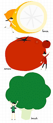 PSD 여자 토마토 일러스트 건강 성인 세명 건강관리 헬스 브로콜리 레몬 국내일러스트 채소 과일 관리 사람 운동 파일형식