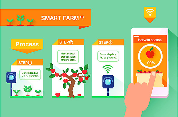 손 농업 일러스트 그래프 신체부위 스마트폰 새싹 농사 인포그래픽 사과 스마트 귀농 사과나무 감시카메라 스마트팜 국내일러스트 AI파일 나무 식물 산업 컨셉 과일 사람 핸드폰 스마트기기 농장 카메라 파일형식 벡터