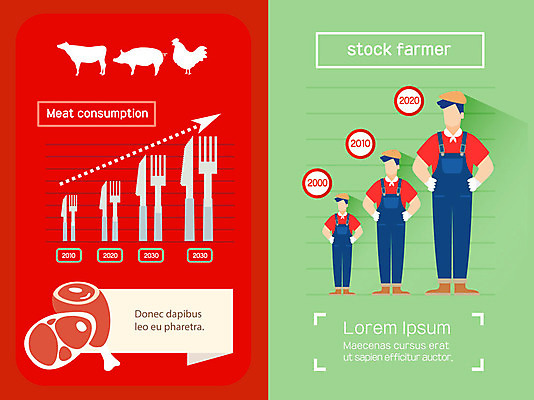 남자 포크 일러스트 그래프 성인 세명 가축 인포그래픽 닭 돼지 소 나이프 농부 스마트 멜빵바지 귀농 목업 얼굴없음 스마트팜 국내일러스트 AI파일 동물 직업 식기 컨셉 농업 바지 포유류 조류 사람 농장 칼 멜빵 파일형식 벡터