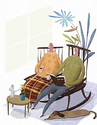 PSD 여자 할아버지 노년 남자 꽃 할머니 여유 일러스트 탁자 주전자 두명 책 실버라이프 노후 독서 노부부 머그컵 풀잎 강아지 흔들의자 국내일러스트 식물 라이프스타일 부부 감정 가구 잎 의자 주방용품 사람 성인 컵 반려동물 풀_식물 개 파일형식