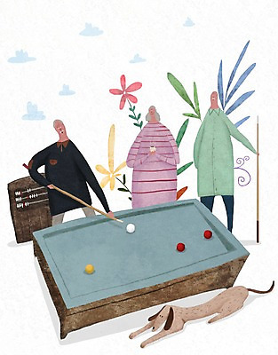 PSD 여자 할아버지 노년 남자 꽃 할머니 일러스트 세명 실버라이프 노후 노부부 풀잎 강아지 당구 당구공 당구대 당구채 국내일러스트 식물 라이프스타일 부부 잎 공 사람 성인 반려동물 구기 풀_식물 개 당구용품 파일형식