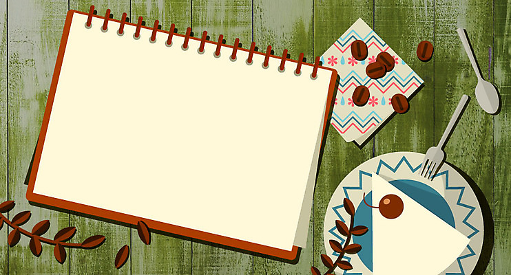 접시 포크 일러스트 나뭇잎 프레임 사람없음 하이앵글 숟가락 원두 조각케이크 스케치북 손수건 플랫레이 국내일러스트 AI파일 식기 커피 뷰포인트 잎 학용품 수저 케이크 플랫 파일형식 벡터