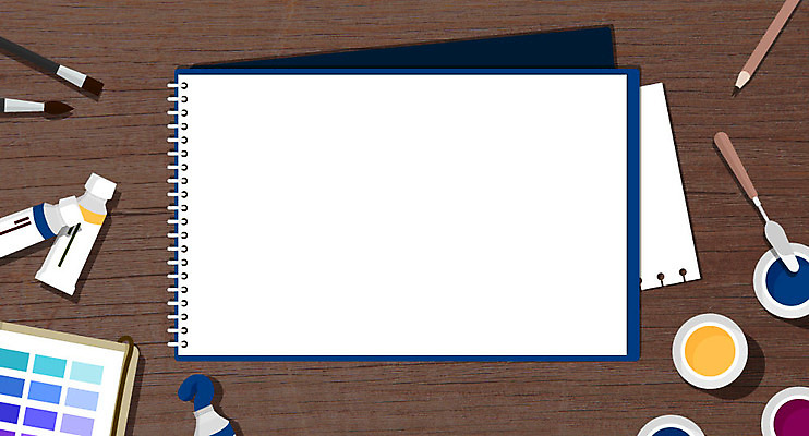 일러스트 프레임 사람없음 하이앵글 연필 물감 붓 스케치북 팔레트나이프 플랫레이 국내일러스트 컬러칩 AI파일 뷰포인트 학용품 필기구 미술도구 플랫 파일형식 벡터