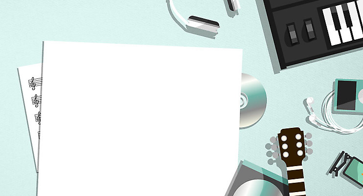 종이 악기 이어폰 일러스트 프레임 사람없음 하이앵글 헤드셋 CD 기타 피아노건반 건반 건반악기 MP3 악보 신디사이저 전자피아노 플랫레이 국내일러스트 AI파일 음악 뷰포인트 음향기기 현악기 전자제품 헤드폰 피아노 플랫 파일형식 벡터