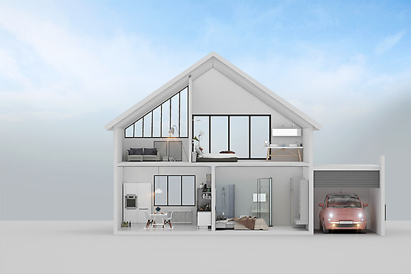 PSD 편집이미지 건축 거실 자동차 주택 사람없음 그래픽 인테리어 주방 방 디지털합성 단면도 차고 디지털아트 사물인터넷 스마트홈 4차산업 이미지편집 디자인 산업 육상교통 단면 정보기술 건물 파일형식 AI_인공지능